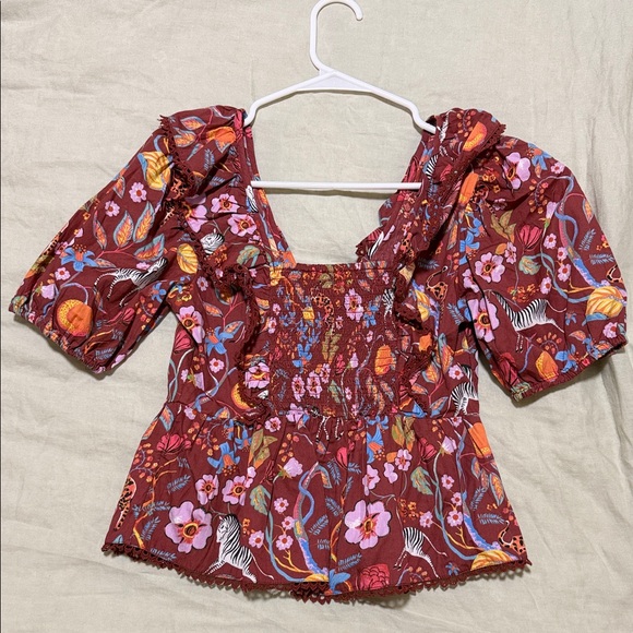 Maeve Multicolor Floral Ruffle Blouse - Picture 3 of 3